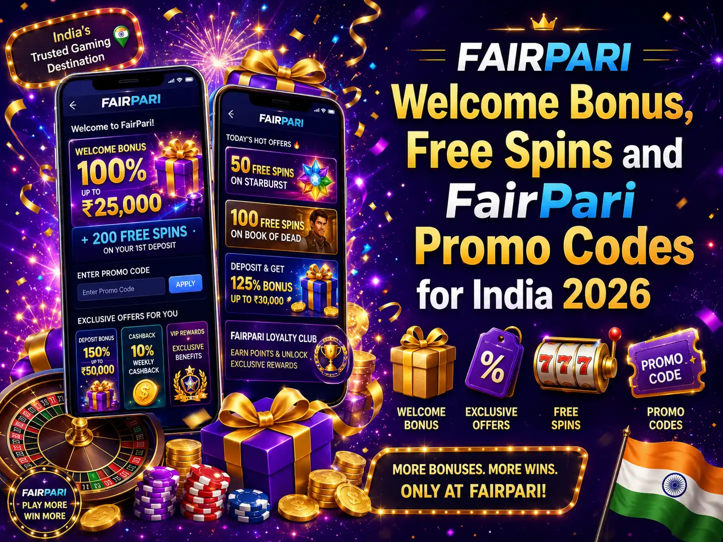 Welcome Bonus, Free Spins and FairPari Promo Codes for India 2026